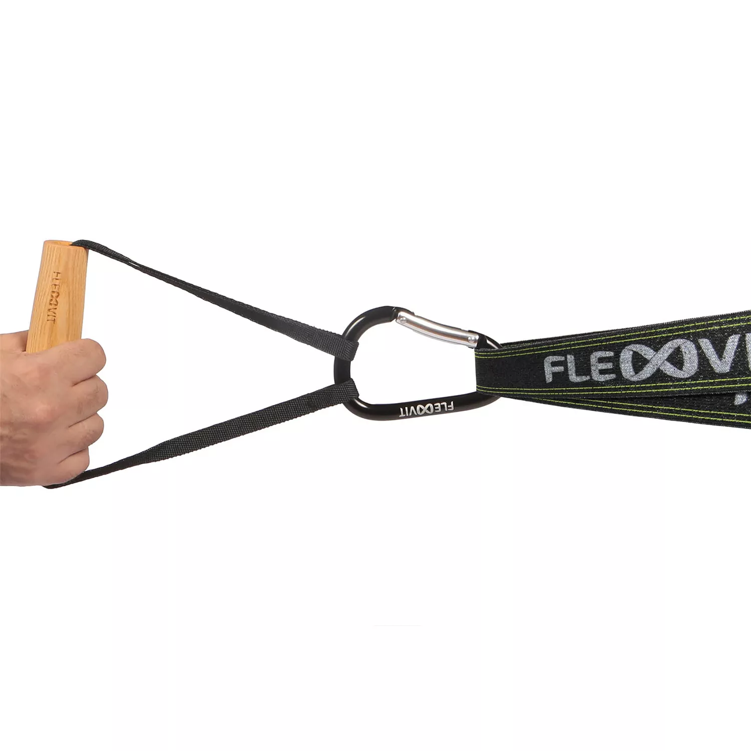 FLEXVIT ergonomisch gevormde houten handgrepen voor trek- en duwoefeningen, inclusief karabijnhaken