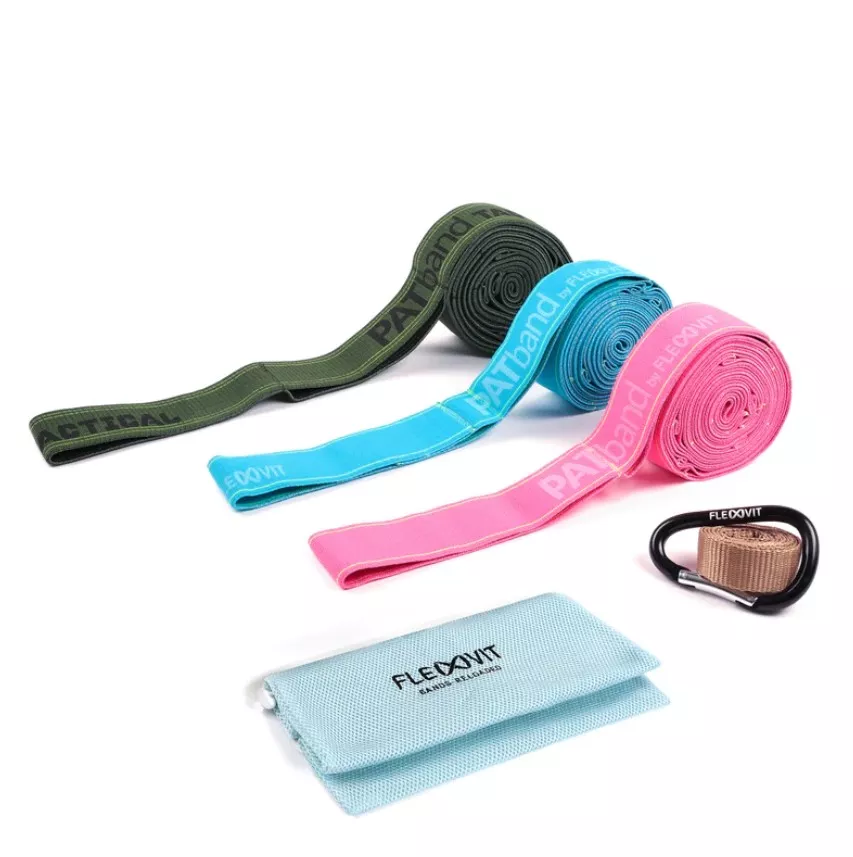 FLEXVIT PATband set van 3 "all-in" fitnessbanden voor functionele training met 15 lussen